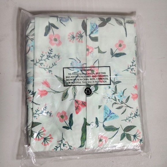 Coldwater Creek Mint Moth/Beetle/Floral LS Buttonfront Shirt-Size 14 (NWT) - Picture 2 of 7